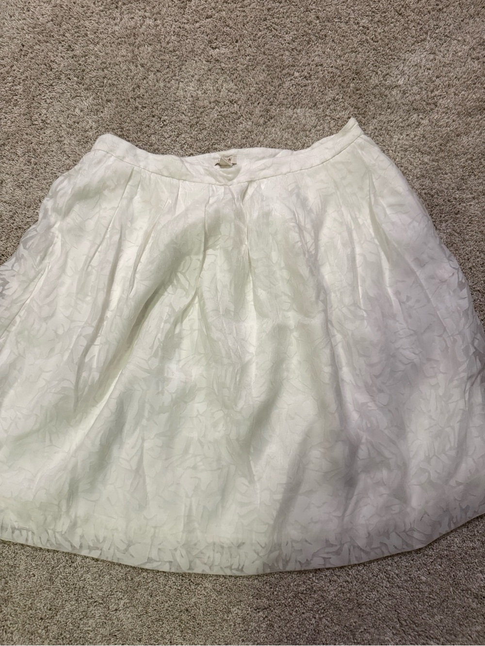 J. Crew White Floral Jacquard A-Line Skirt - Feminine Full Silhouette